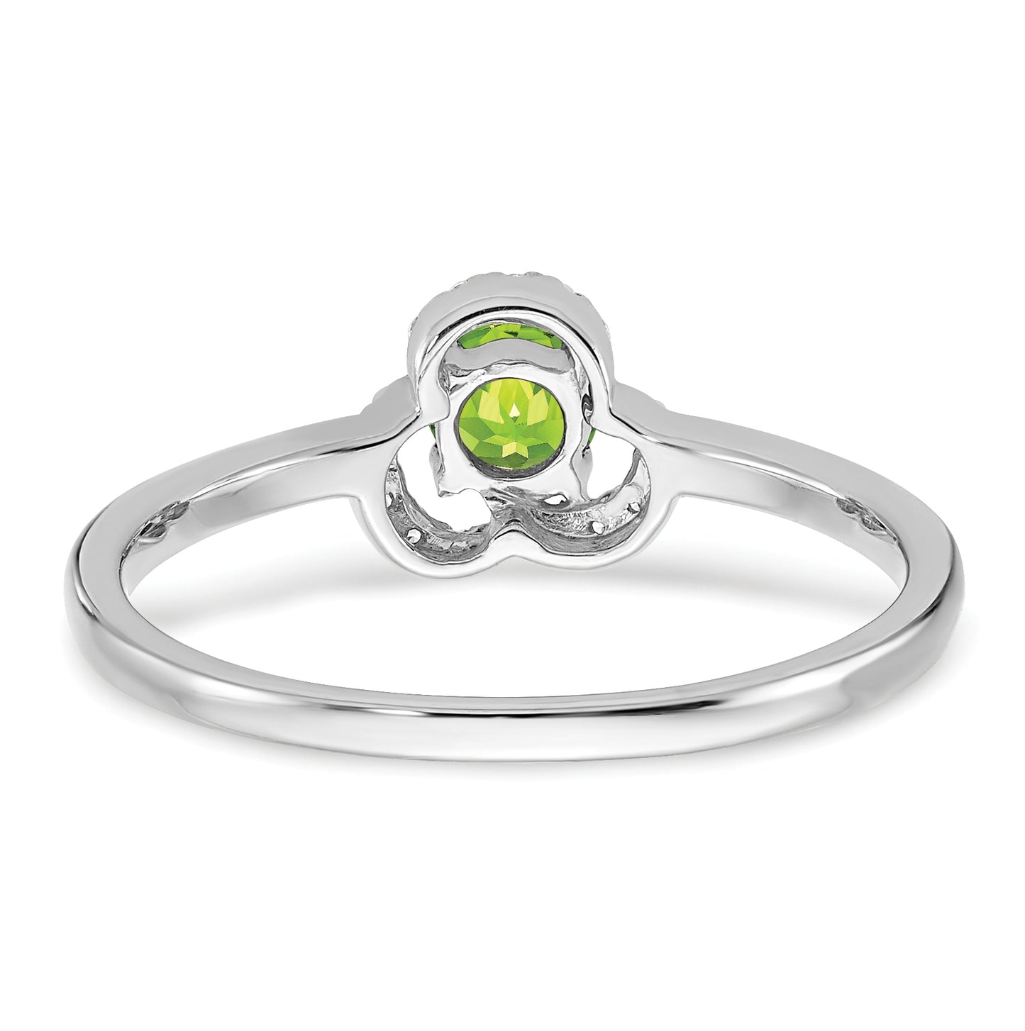 10k White Gold Peridot and Diamond Ring