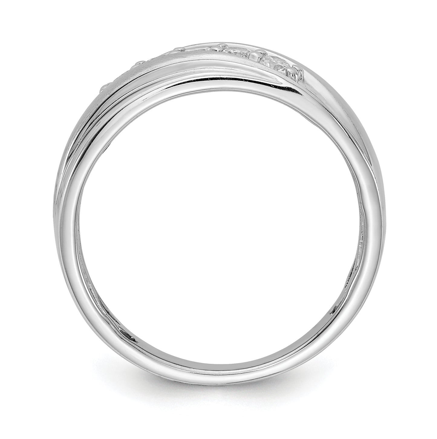 14k White Gold 5-Stone Polished and Satin 3/8 carat Diamond Complete Men's Ring