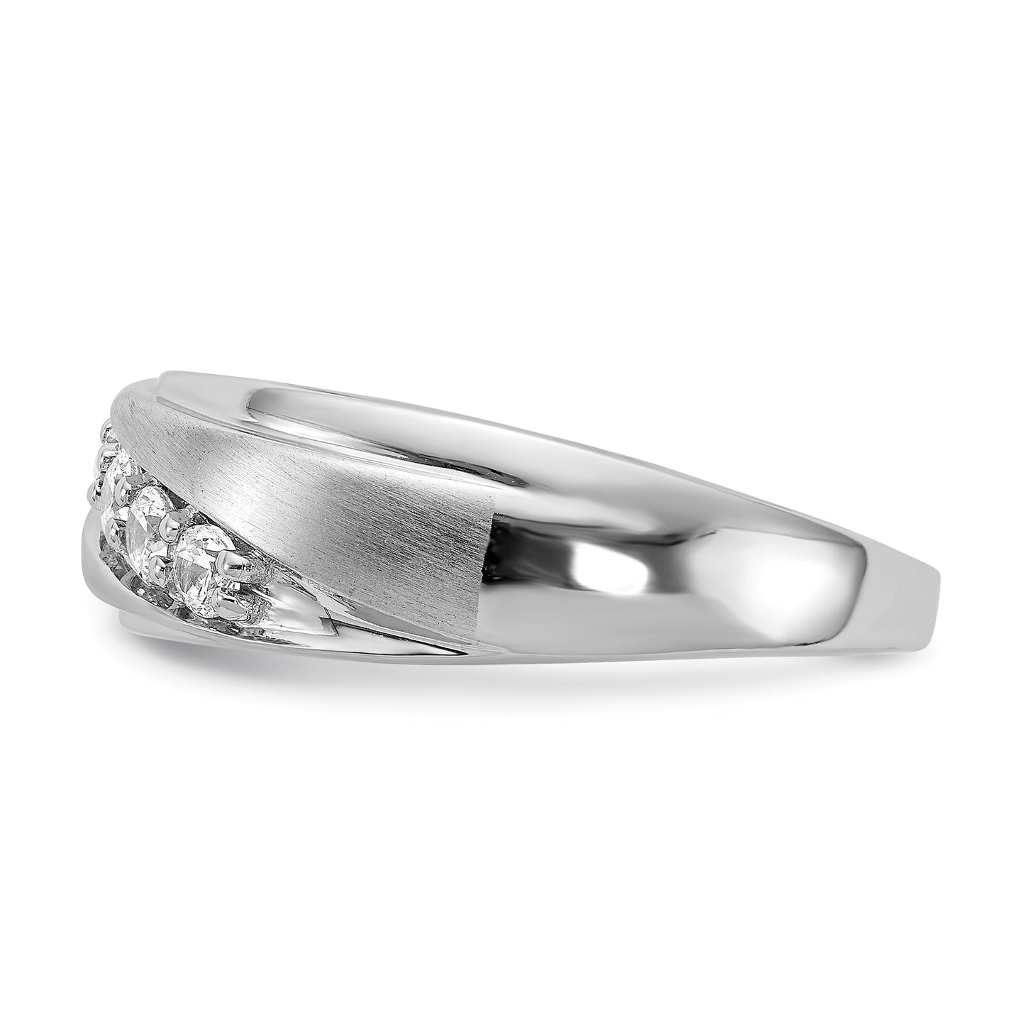 14k White Gold 5-Stone Polished and Satin 3/8 carat Diamond Complete Men's Ring