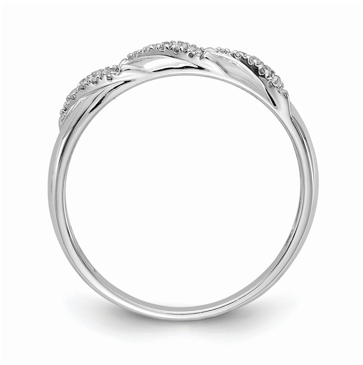 14K White Gold AA Quality 1/15 carat Diamond Trio Ladies Complete Wedding Band