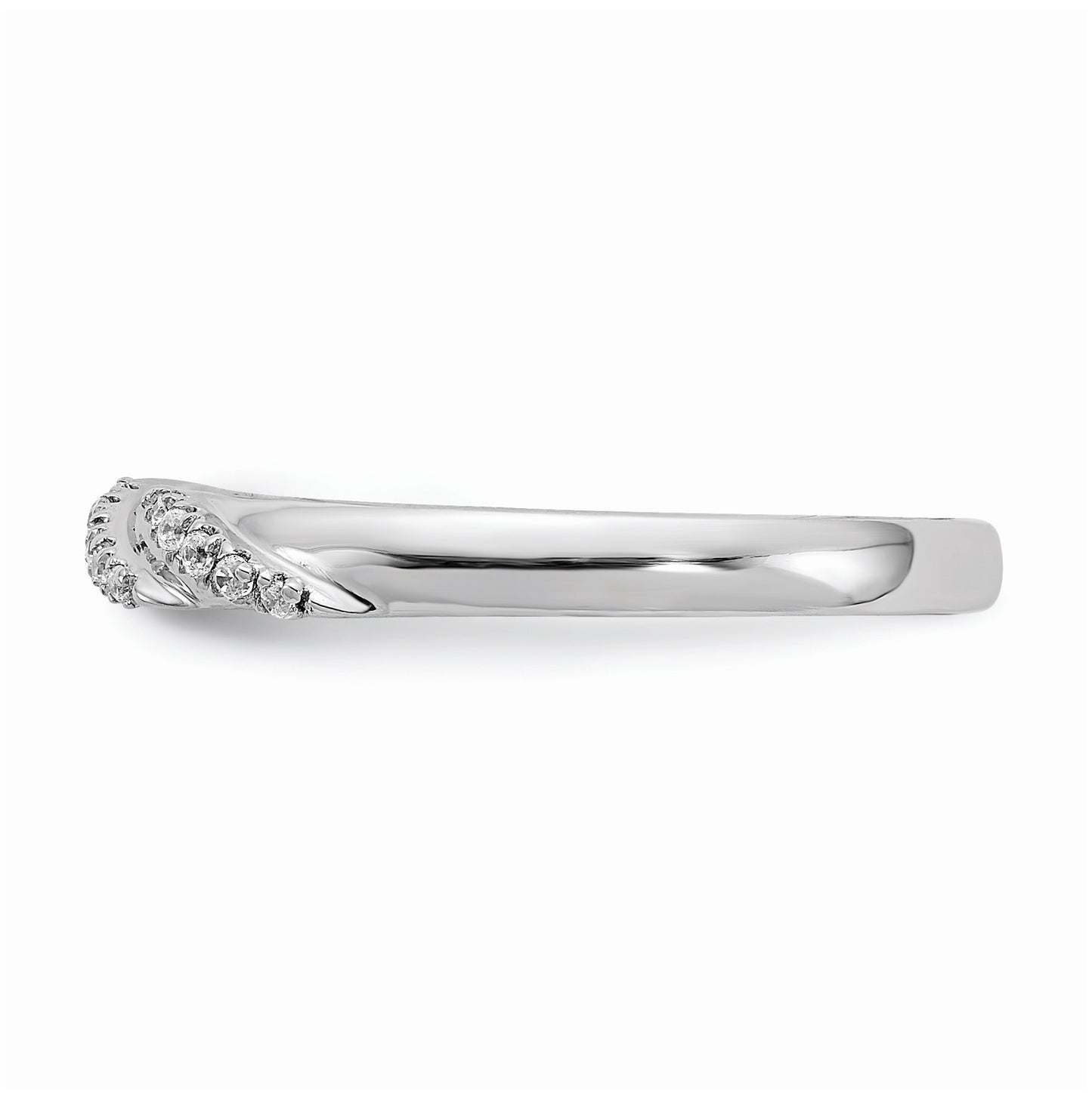 14K White Gold AA Quality 1/15 carat Diamond Trio Ladies Complete Wedding Band
