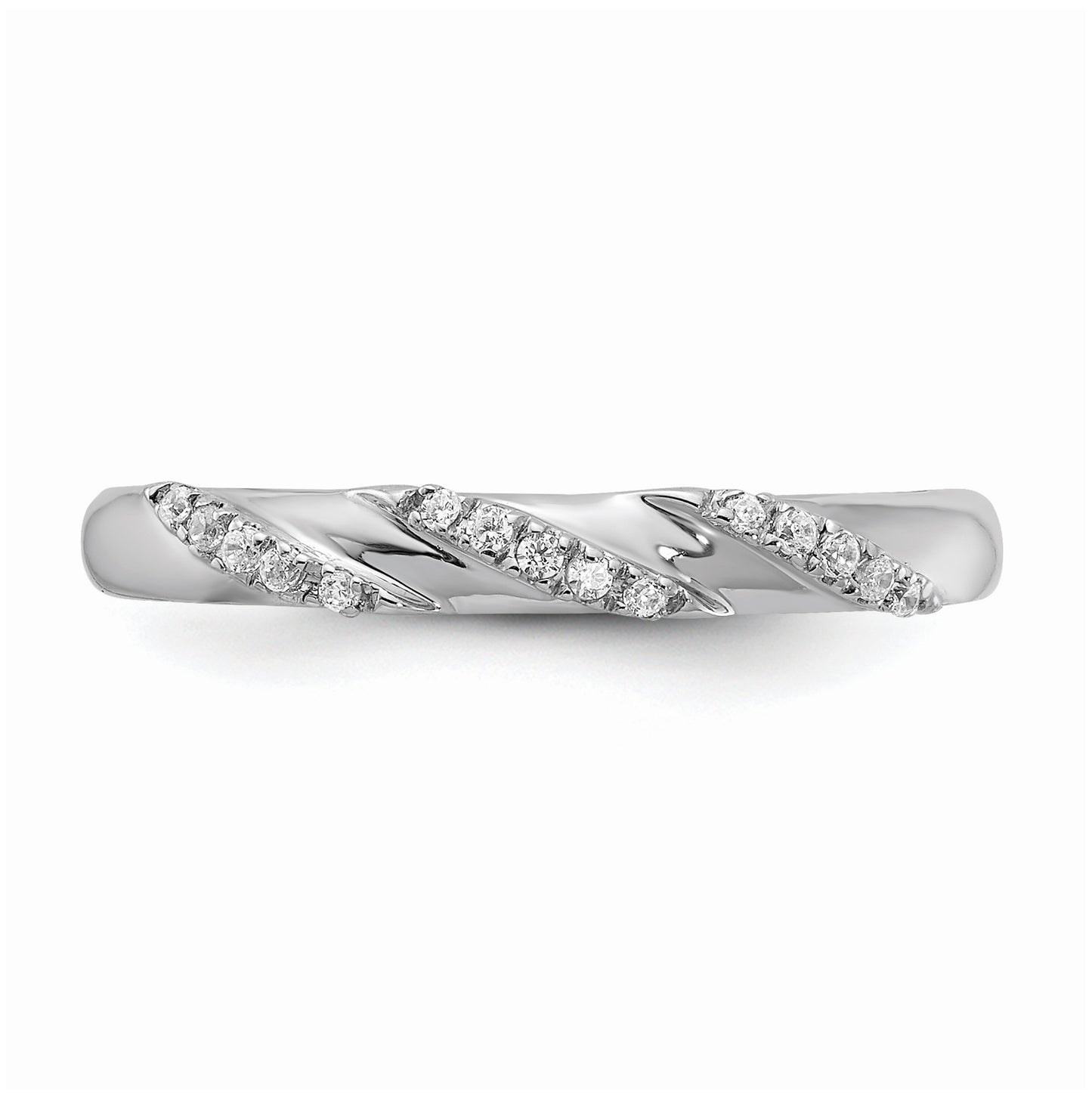 14K White Gold AA Quality 1/15 carat Diamond Trio Ladies Complete Wedding Band