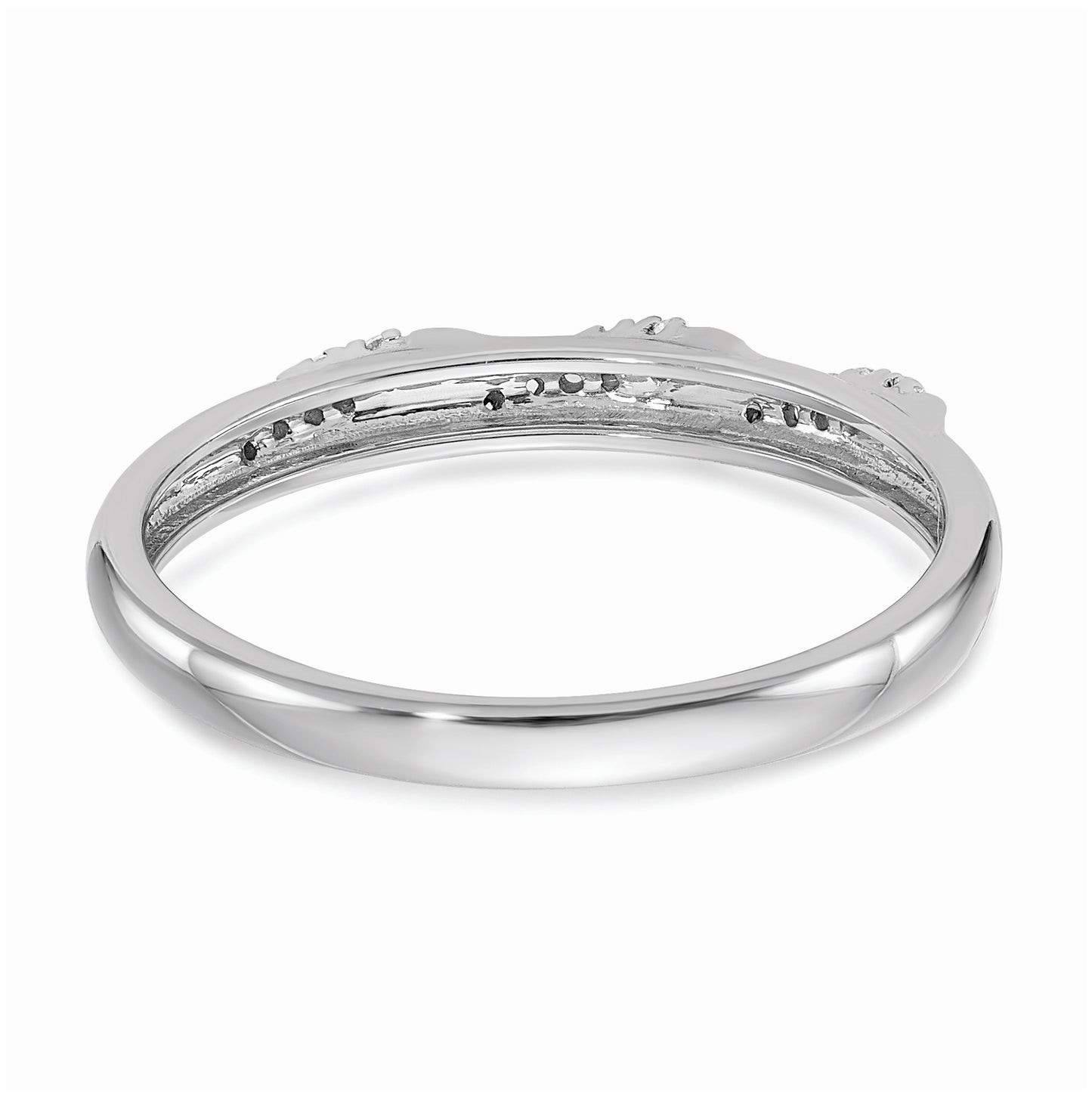 14K White Gold AA Quality 1/15 carat Diamond Trio Ladies Complete Wedding Band