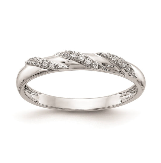 14K White Gold AA Quality 1/15 carat Diamond Trio Ladies Complete Wedding Band