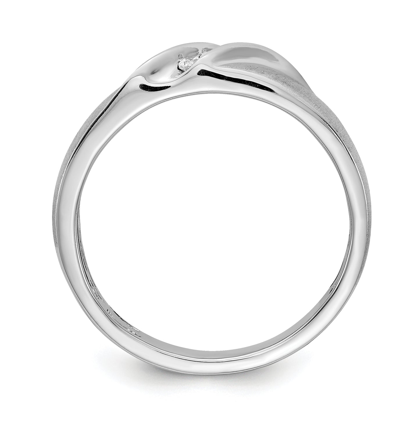 14k White Gold 3-Stone Satin 1/10 carat Diamond Complete Men's Ring