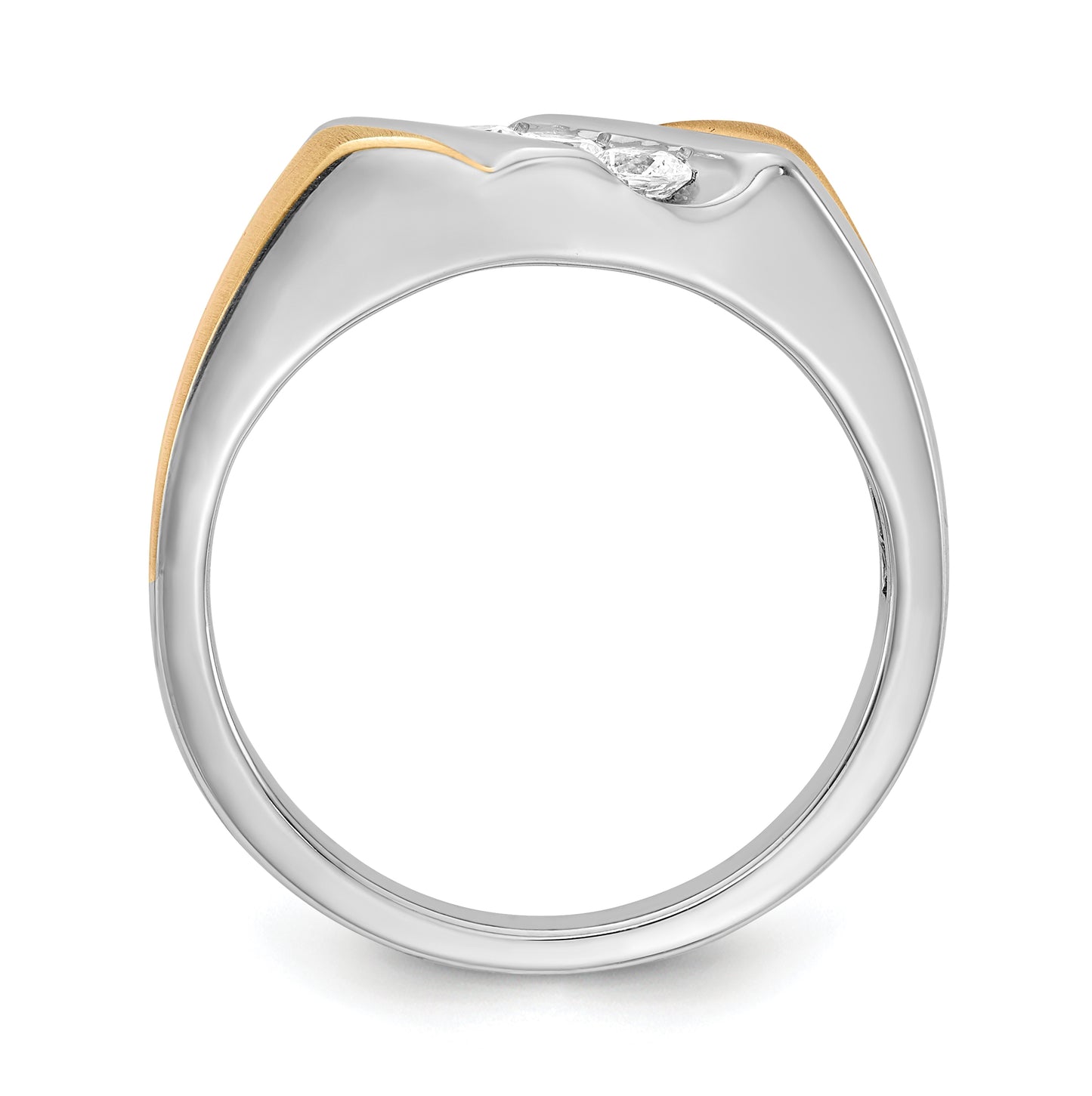 14k Two-tone 3-Stone 3/8 carat Diamond Complete Men's Ring