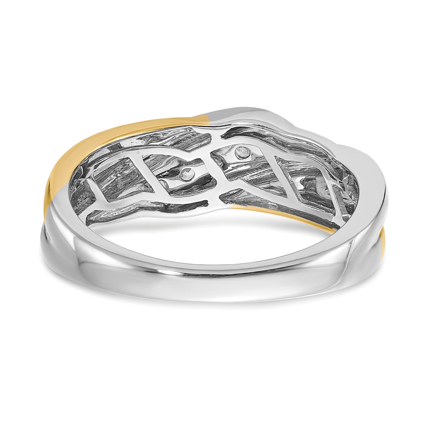 14k Two-tone 5-Stone 1/4 carat Diamond Complete Men's Ring
