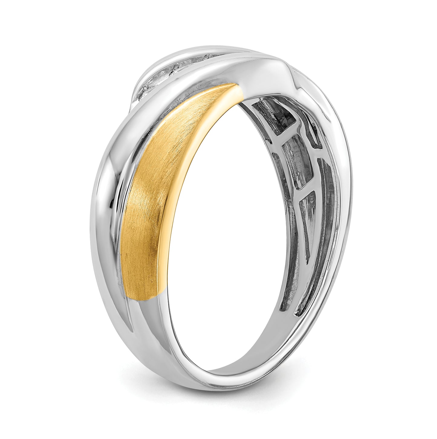 14k Two-tone 5-Stone 1/4 carat Diamond Complete Men's Ring