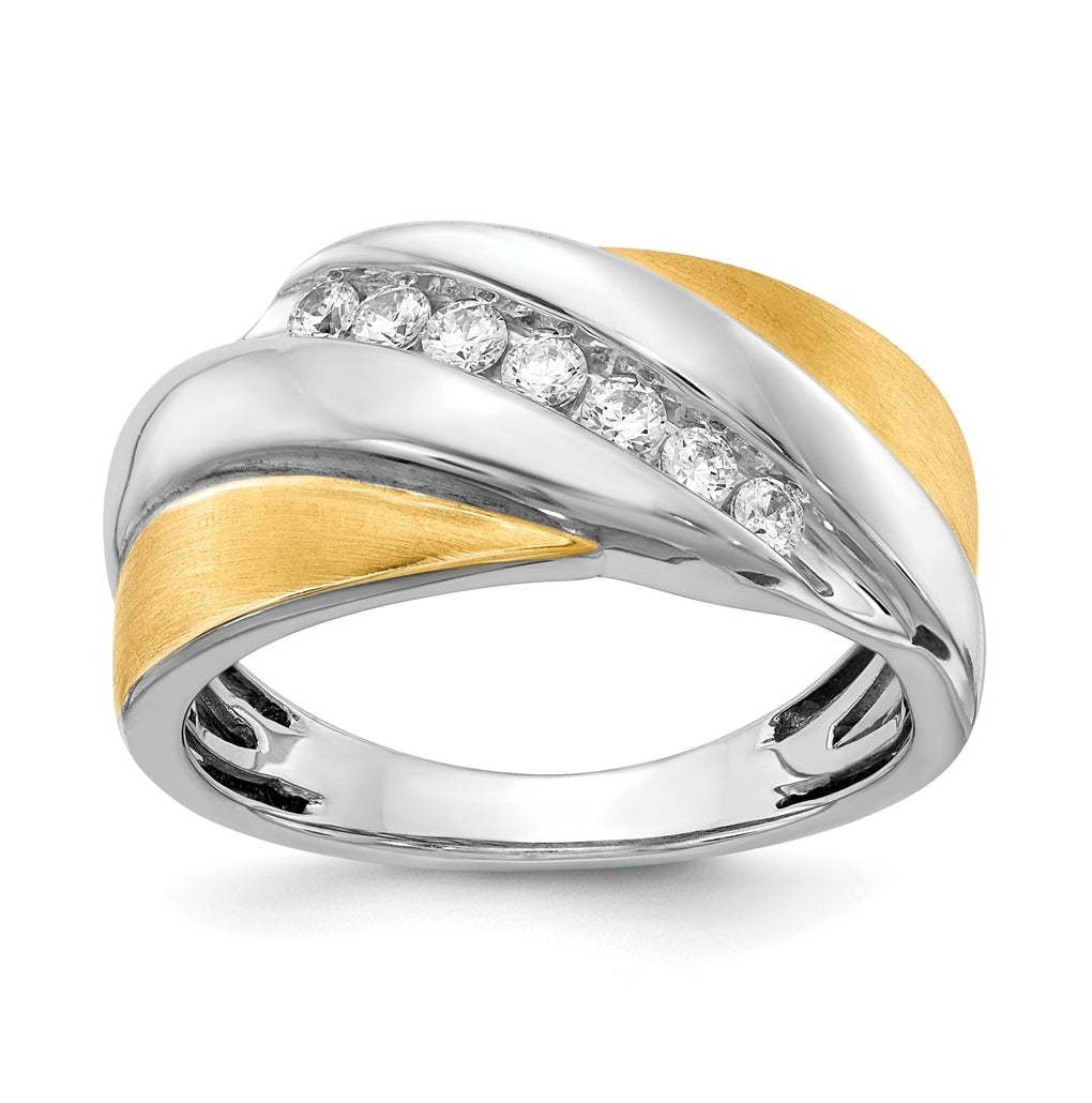 14k Two-tone 7-Stone 1/3 carat Diamond Complete Men's Ring