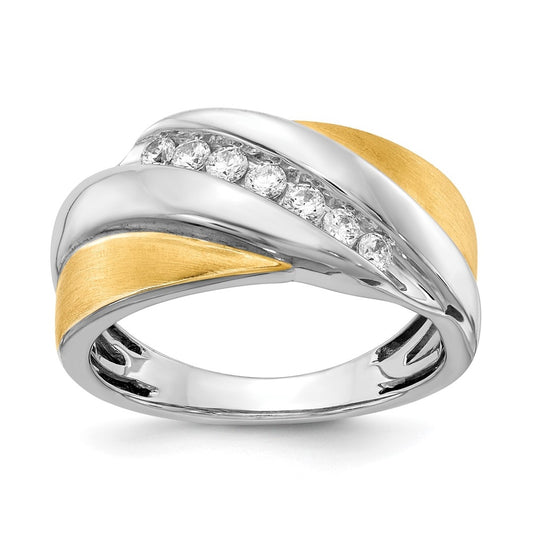14k Two-tone 7-Stone 1/3 carat Diamond Complete Men's Ring