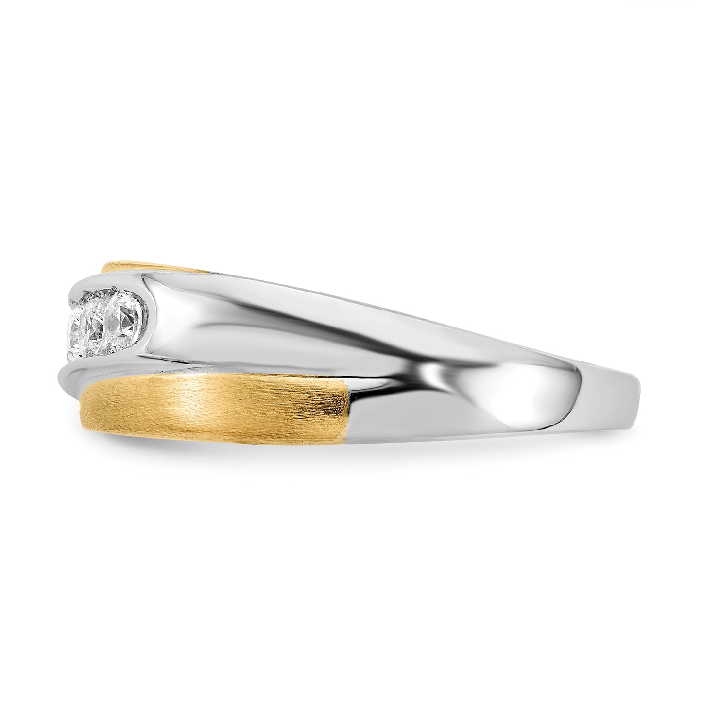 14k White & Yellow Gold Diamond Mens Ring