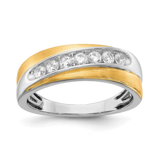 14k White & Yellow Gold Diamond Mens Ring