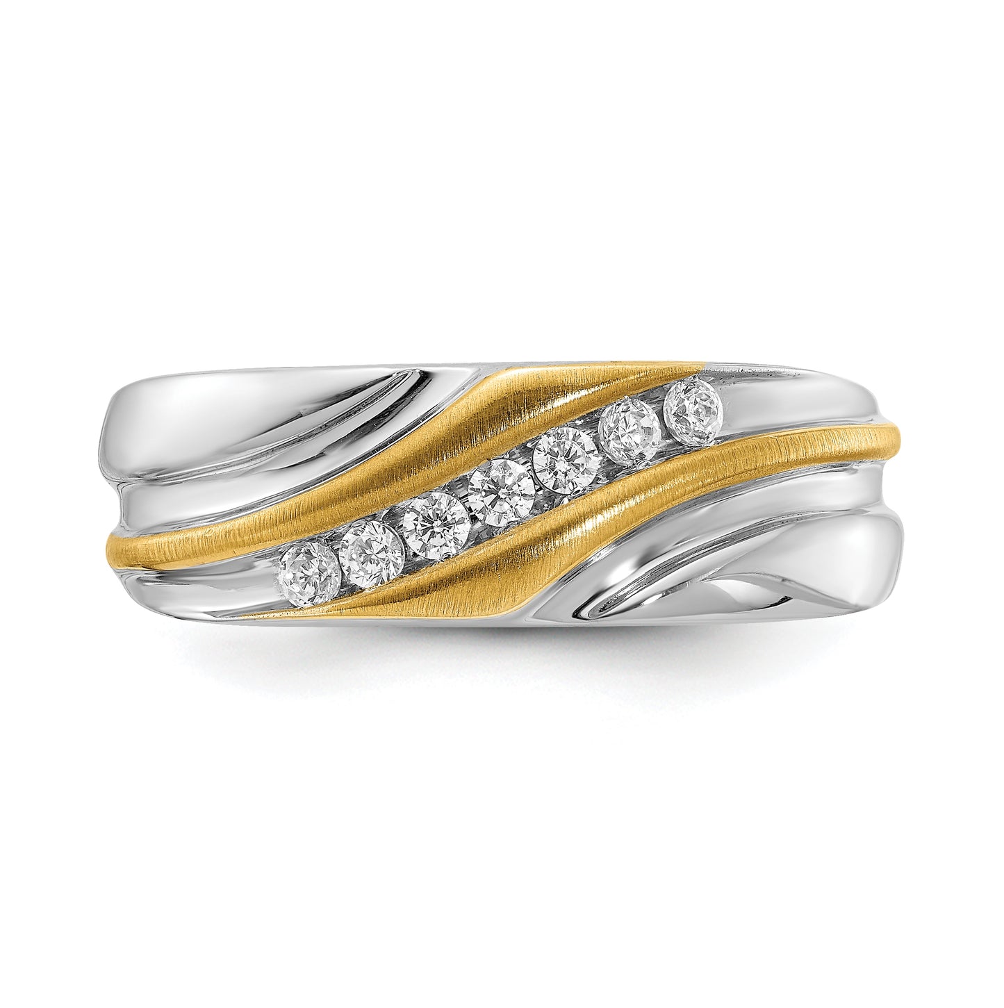 14k Two-tone 7-Stone 1/4 carat Diamond Complete Men's Ring