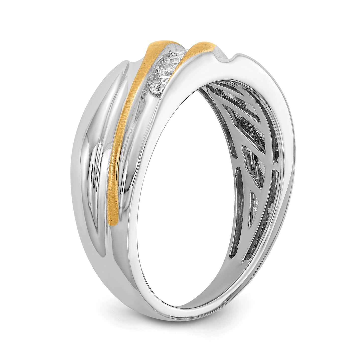 14k Two-tone 7-Stone 1/4 carat Diamond Complete Men's Ring
