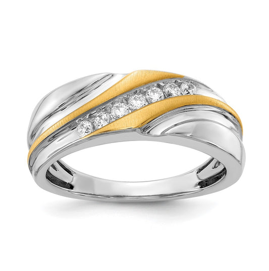 14k Two-tone 7-Stone 1/4 carat Diamond Complete Men's Ring