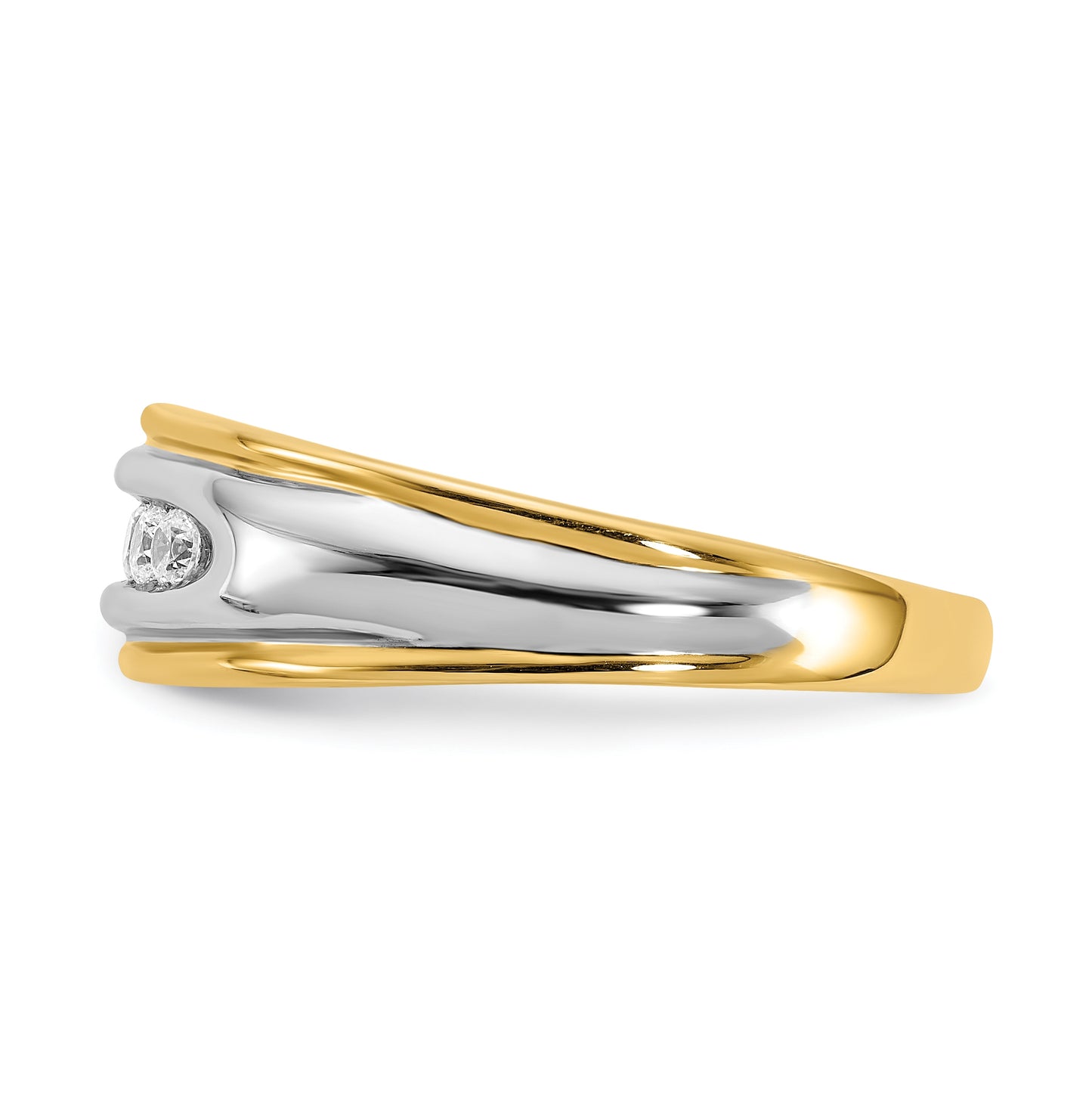14k Two-tone 5-Stone 1/4 carat Diamond Complete Men's Channel Band