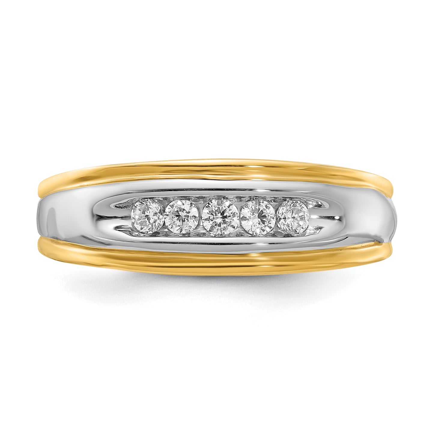 14k Two-tone 5-Stone 1/4 carat Diamond Complete Men's Channel Band