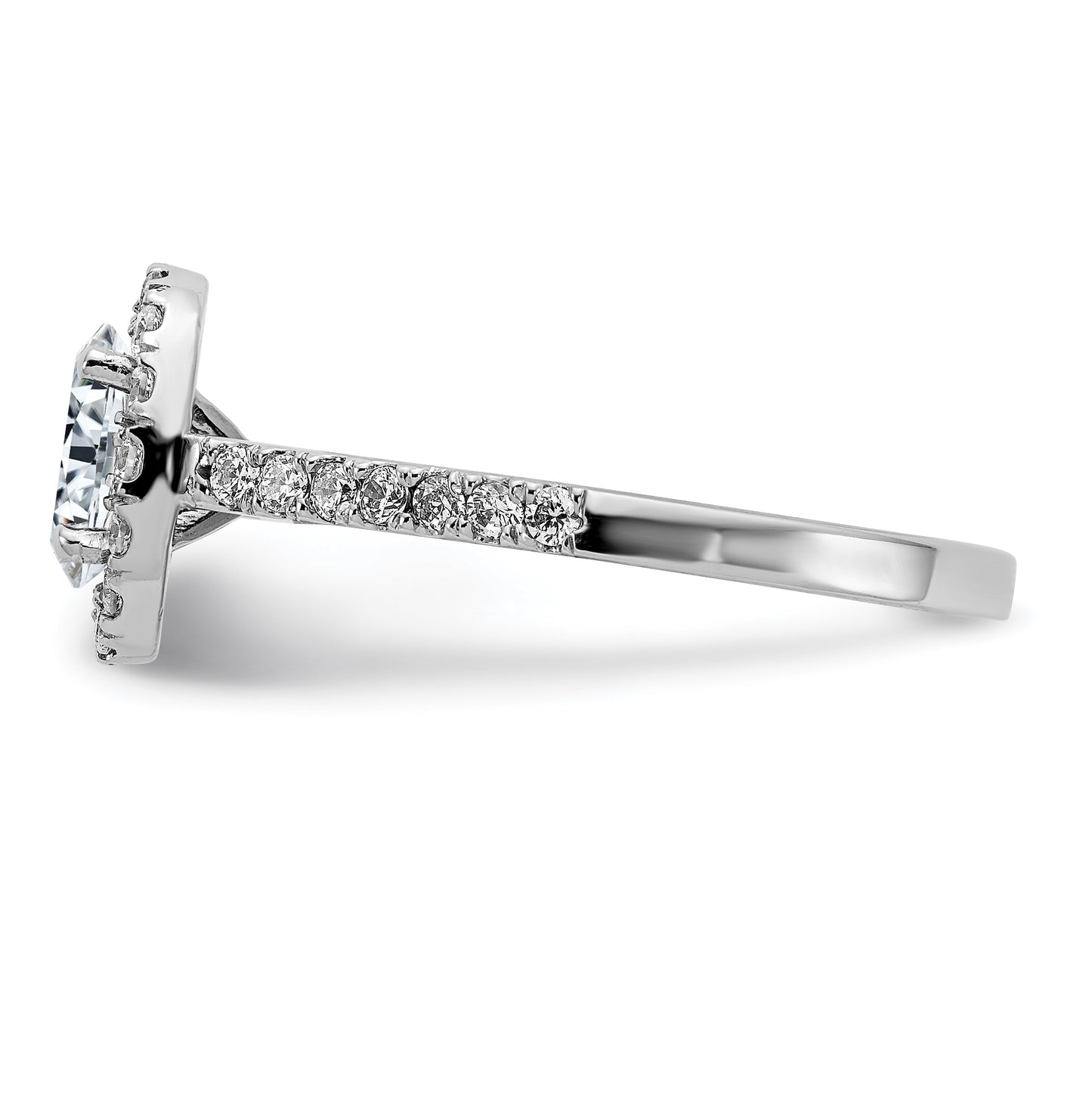 14K White Gold 1 1/3ct. D E F Pure Light Oval Halo Moissanite Engagement Ring, Size 6