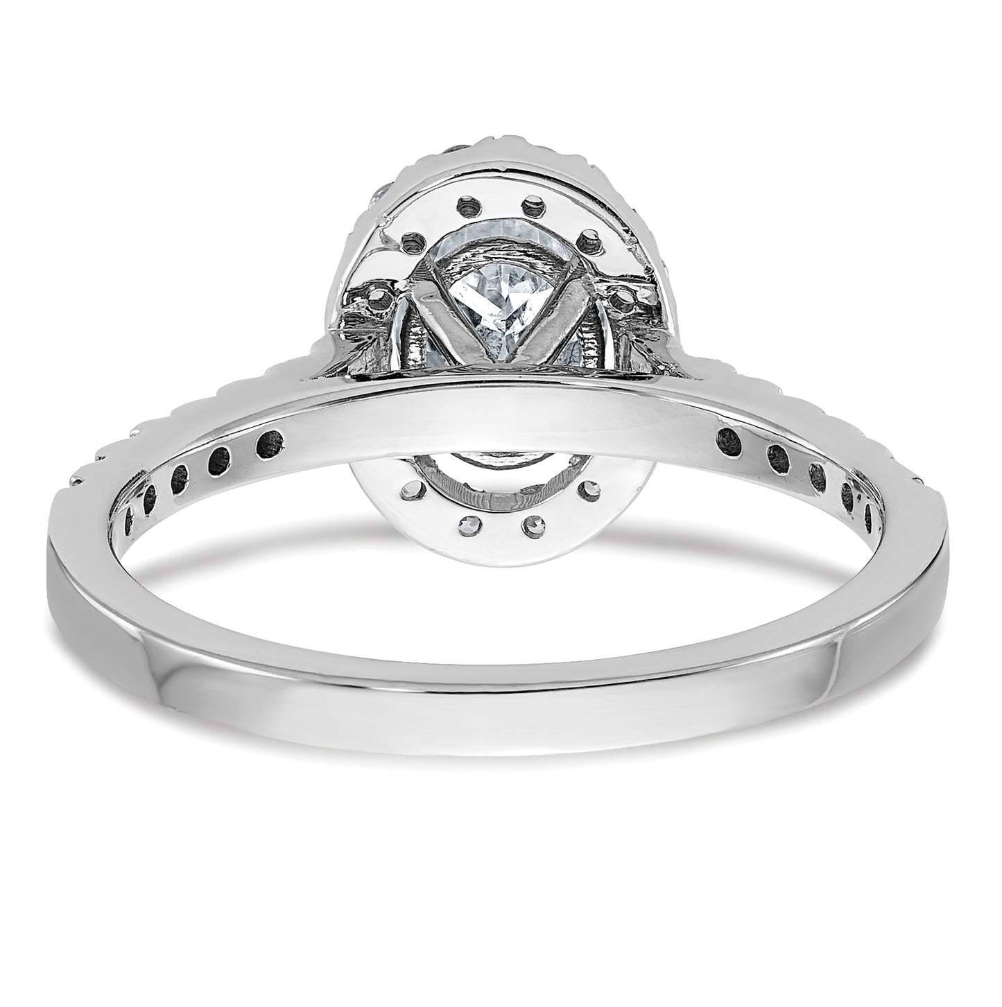 14K White Gold 1 1/3ct. D E F Pure Light Oval Halo Moissanite Engagement Ring, Size 6