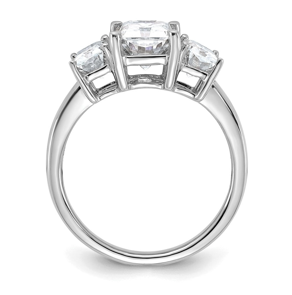 14k White Gold 2 7/8 carat Certified Lab Grown Diamond VS+ F+ Radiant Complete Three Stone Engagement Ring