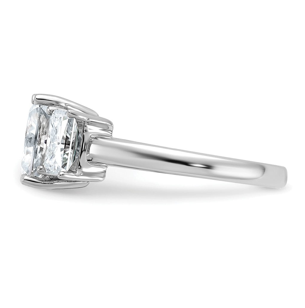 14k White Gold 2 7/8 carat Certified Lab Grown Diamond VS+ F+ Radiant Complete Three Stone Engagement Ring