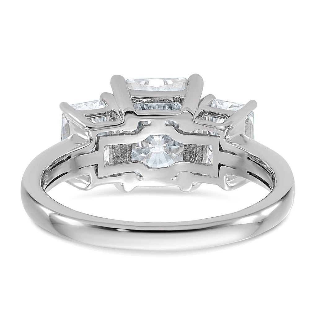14k White Gold 2 7/8 carat Lab Grown Diamond VS+ F+ Radiant Complete Three Stone Engagement Ring