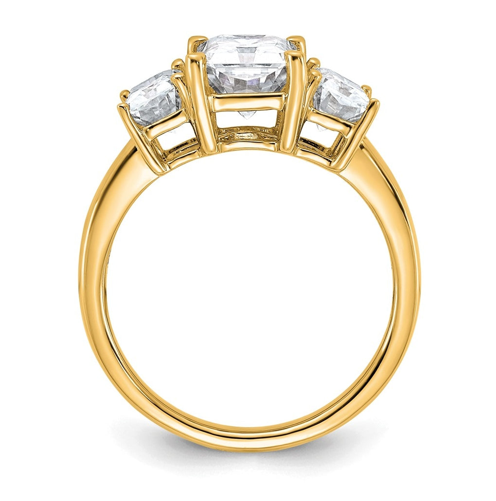 14k Yellow Gold 2 7/8 carat Lab Grown Diamond VS+ F+ Radiant Complete Three Stone Engagement Ring