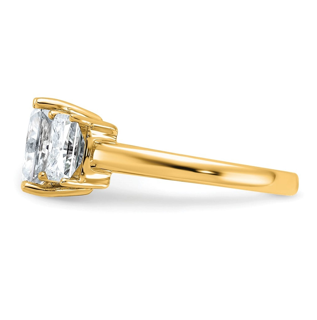 14k Yellow Gold 2 7/8 carat Certified Lab Grown Diamond VS+ F+ Radiant Complete Three Stone Engagement Ring