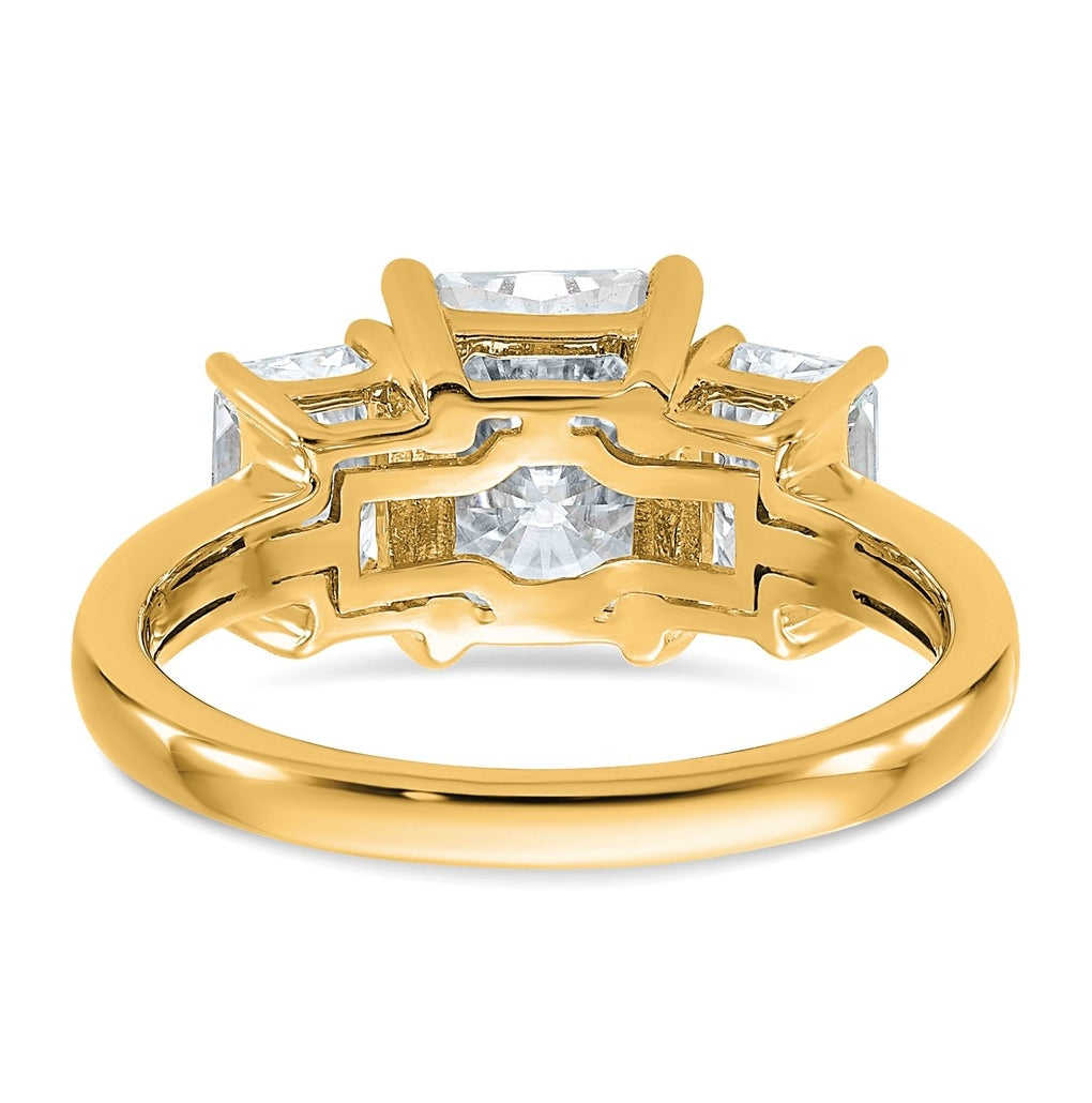 14k Yellow Gold 2 7/8 carat Lab Grown Diamond VS+ F+ Radiant Complete Three Stone Engagement Ring