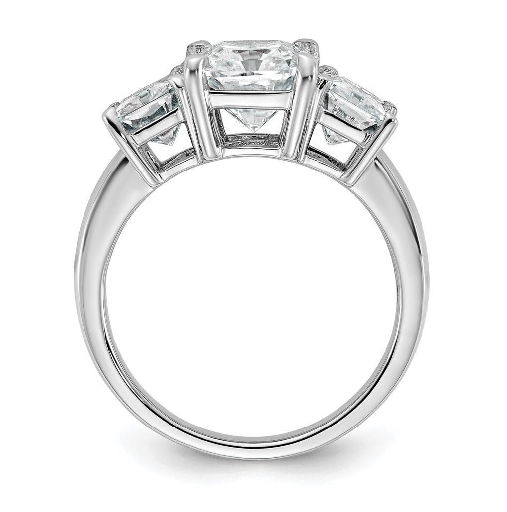 14k White Gold 4 1/2 carat Lab Grown Diamond VS+ F+ Radiant Complete Three Stone Engagement Ring