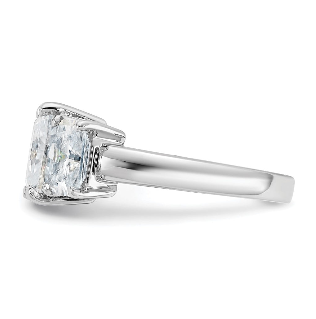 14k White Gold 4 1/2 carat Lab Grown Diamond VS+ F+ Radiant Complete Three Stone Engagement Ring