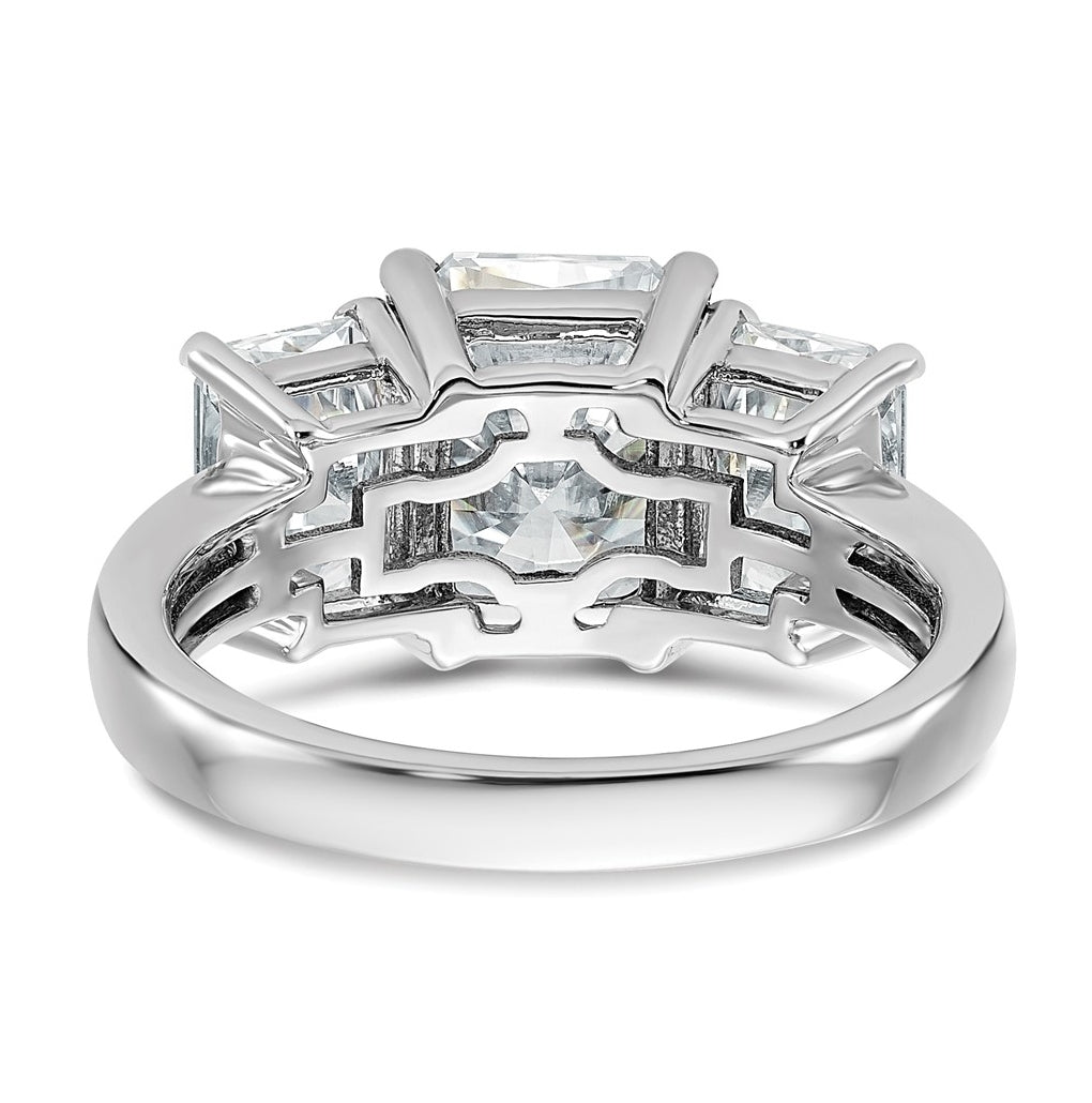 14k White Gold 4 1/2 carat Certified Lab Grown Diamond VS+ F+ Radiant Complete Three Stone Engagement Ring