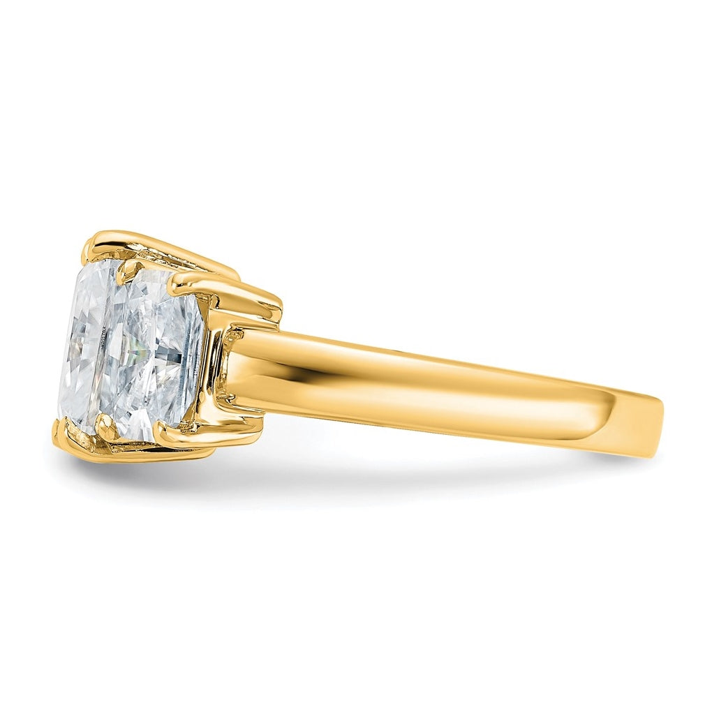 14k Yellow Gold 4 1/2 carat Certified Lab Grown Diamond VS+ F+ Radiant Complete Three Stone Engagement Ring
