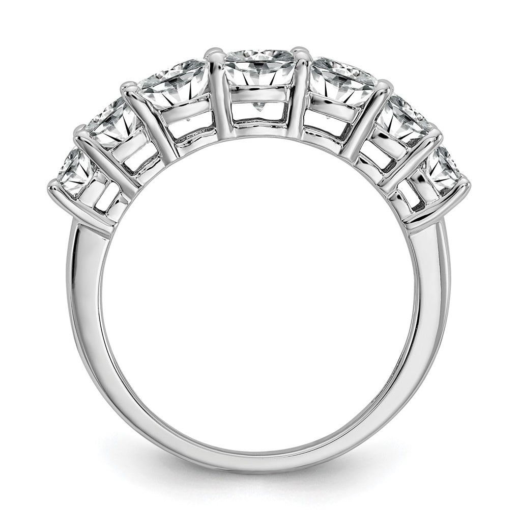 14k White Gold 1 5/8 carat Lab Grown Diamond VS+ F+ Cushion Complete Seven Stone Band