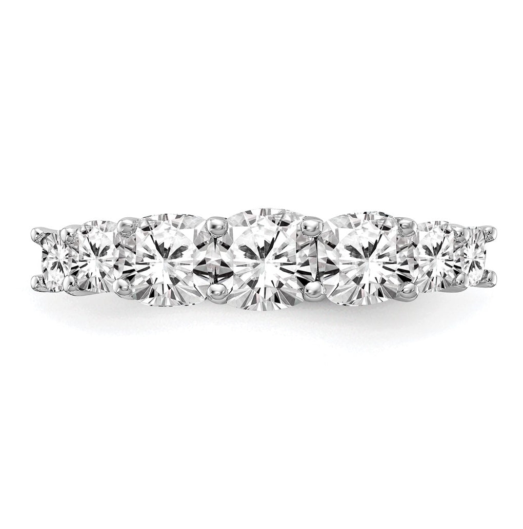 14k White Gold 1 5/8 carat Lab Grown Diamond VS+ F+ Cushion Complete Seven Stone Band