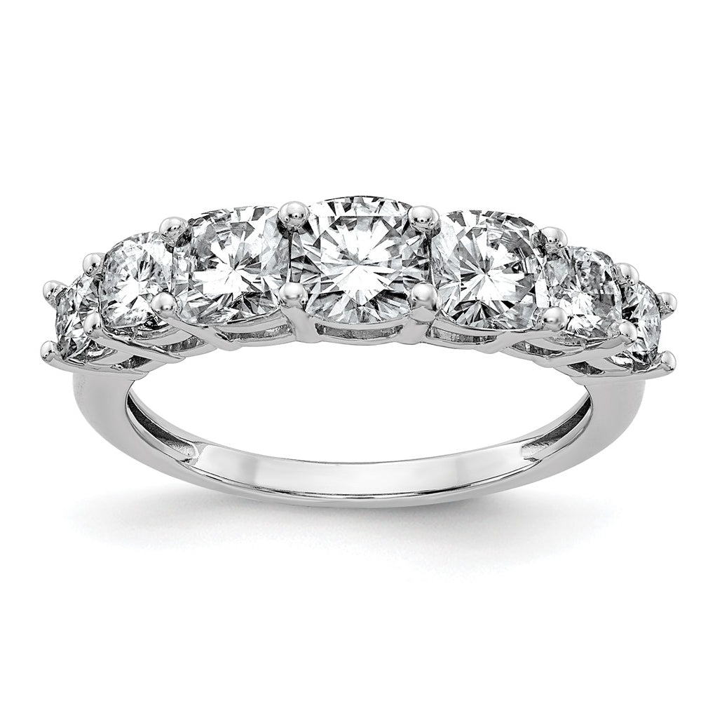 14k White Gold 1 5/8 carat Lab Grown Diamond VS+ F+ Cushion Complete Seven Stone Band