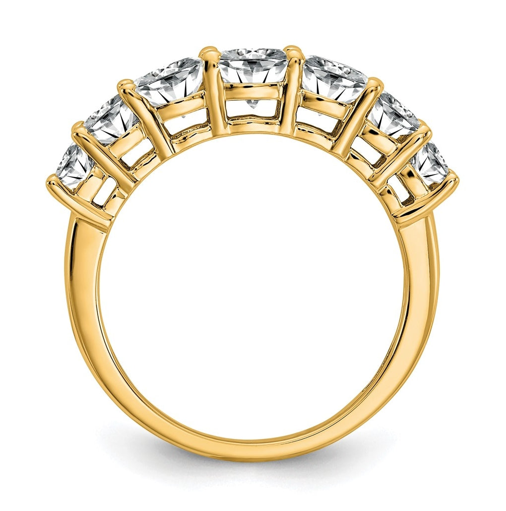 14k Yellow Gold 1 5/8 carat Lab Grown Diamond VS+ F+ Cushion Complete Seven Stone Band