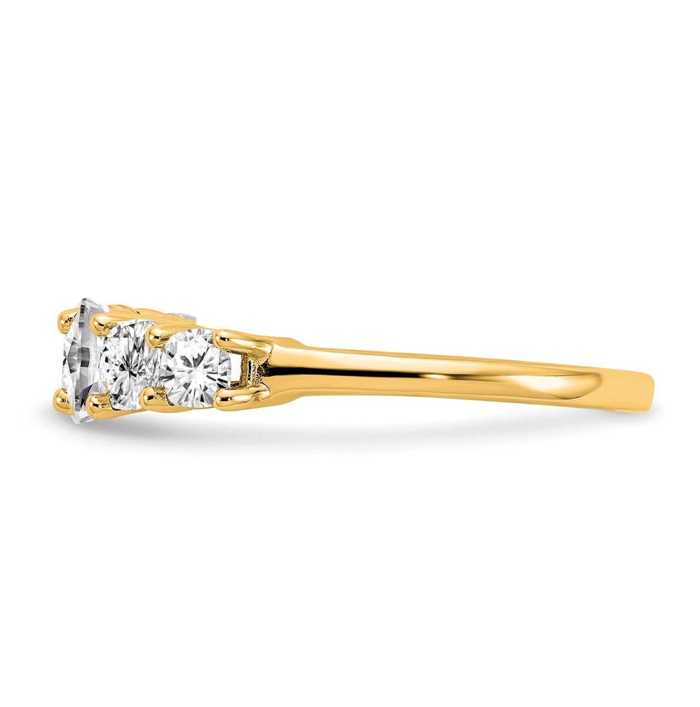 14k Yellow Gold 1 5/8 carat Lab Grown Diamond VS+ F+ Cushion Complete Seven Stone Band
