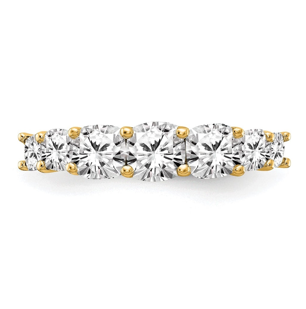 14k Yellow Gold 1 5/8 carat Lab Grown Diamond VS+ F+ Cushion Complete Seven Stone Band
