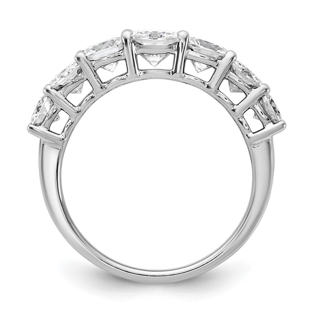 14k White Gold 2 3/8 carat Lab Grown Diamond VS+ F+ Cushion Complete Seven Stone Band
