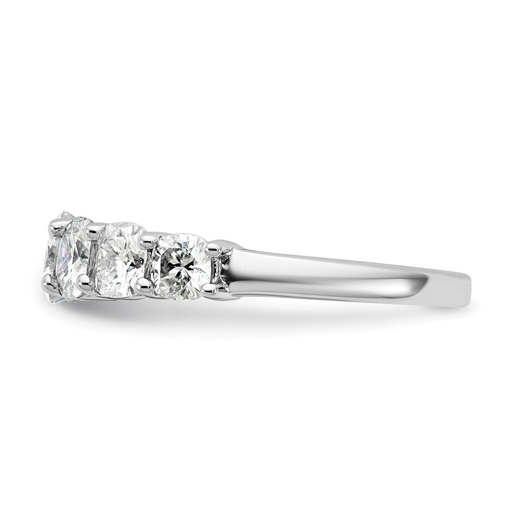 14k White Gold 2 3/8 carat Lab Grown Diamond VS+ F+ Cushion Complete Seven Stone Band