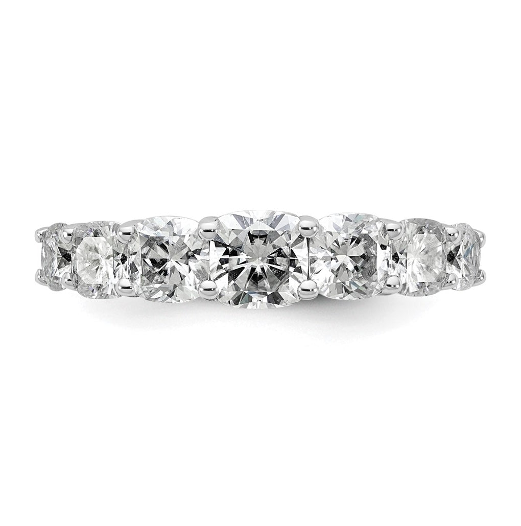 14k White Gold 2 3/8 carat Lab Grown Diamond VS+ F+ Cushion Complete Seven Stone Band