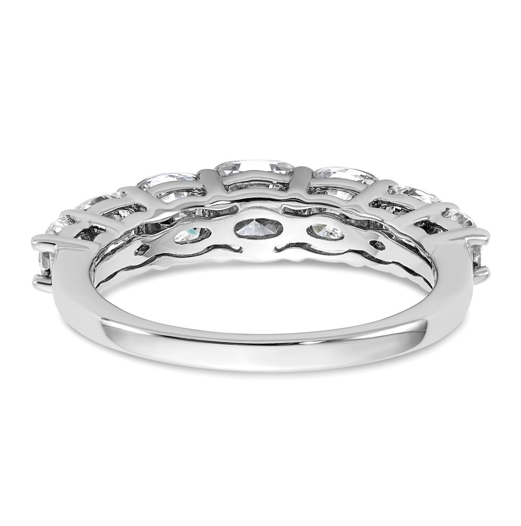 14k White Gold 2 3/8 carat Lab Grown Diamond VS+ F+ Cushion Complete Seven Stone Band