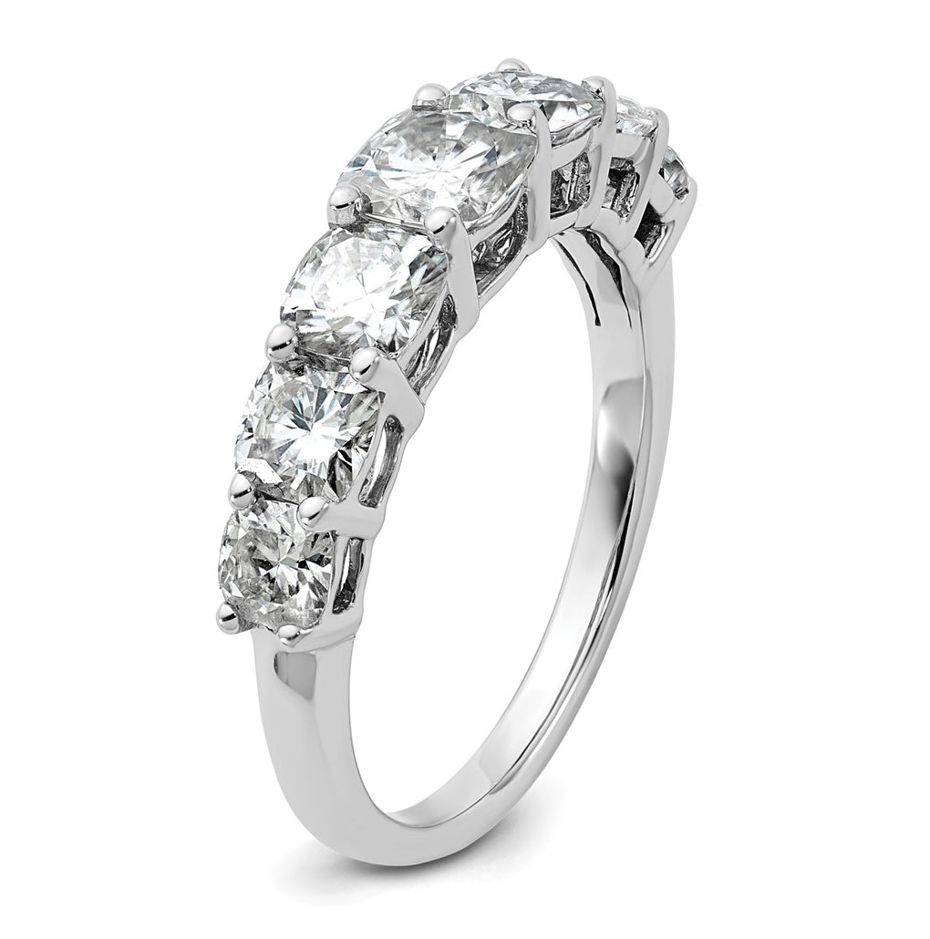 14k White Gold 2 3/8 carat Lab Grown Diamond VS+ F+ Cushion Complete Seven Stone Band