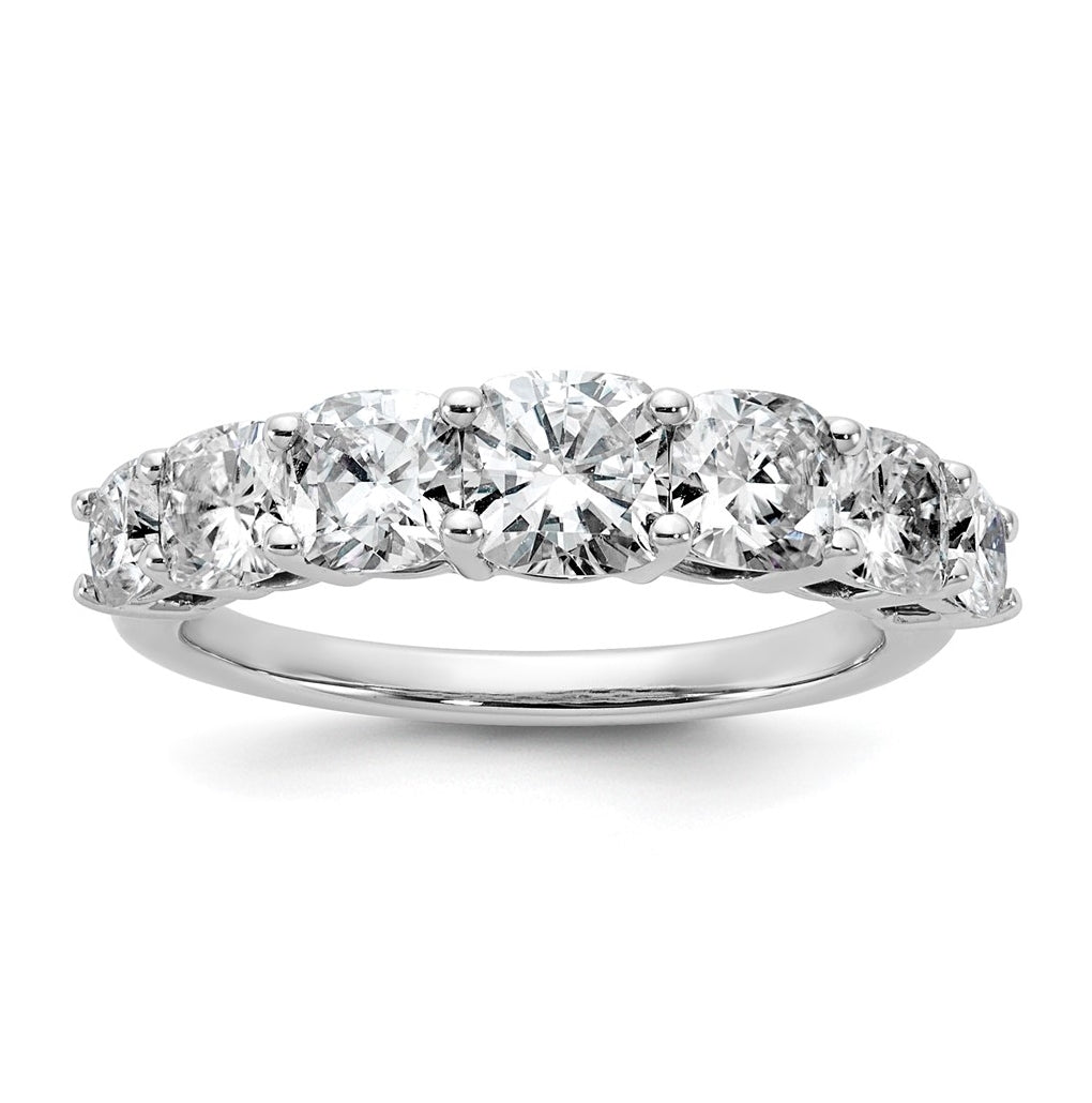 14k White Gold 2 3/8 carat Lab Grown Diamond VS+ F+ Cushion Complete Seven Stone Band