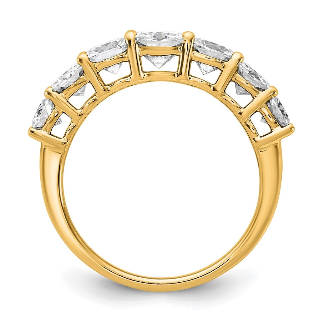 14k Yellow Gold 2 3/8 carat Lab Grown Diamond VS+ F+ Cushion Complete Seven Stone Band
