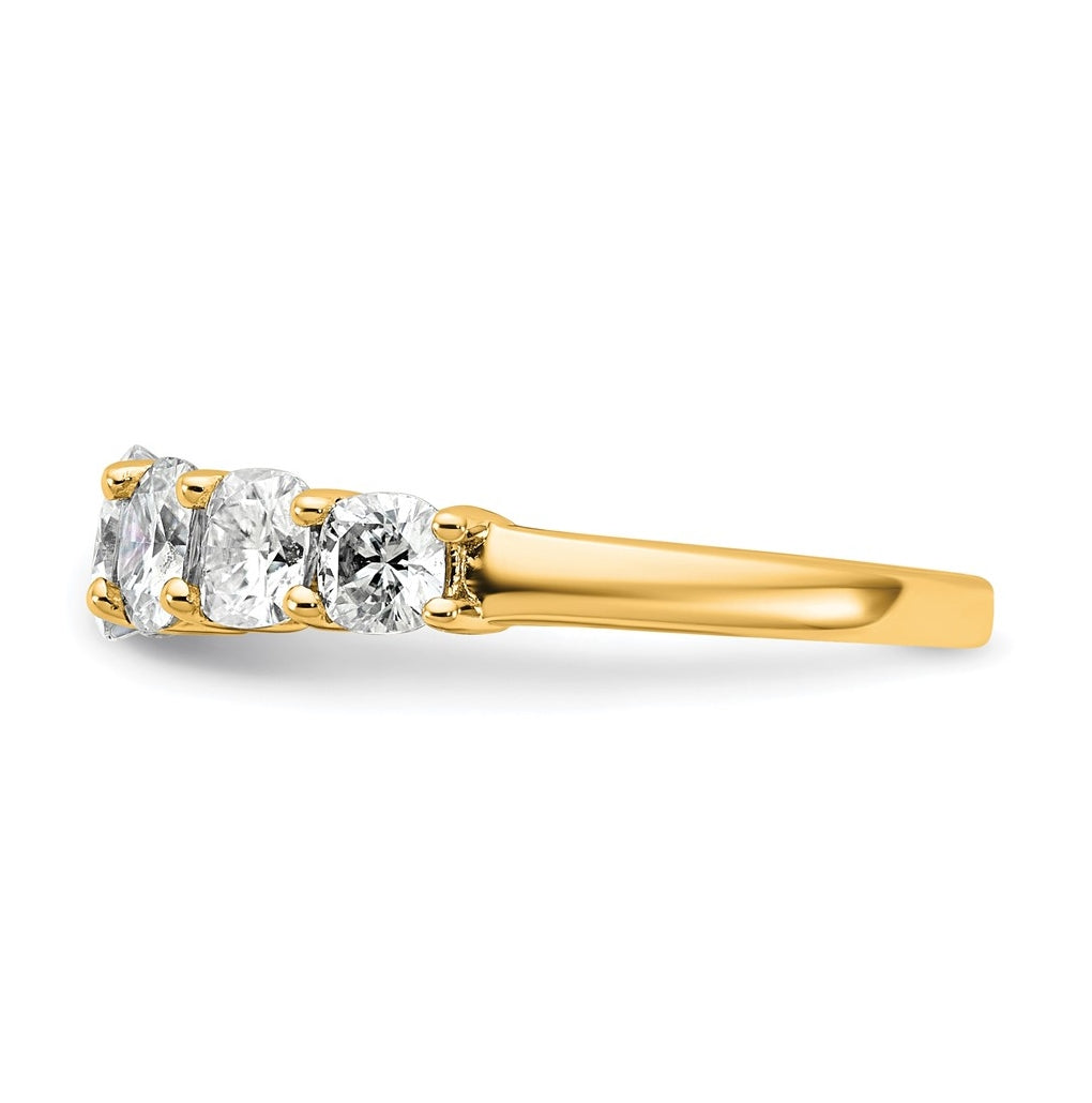 14k Yellow Gold 2 3/8 carat Lab Grown Diamond VS+ F+ Cushion Complete Seven Stone Band