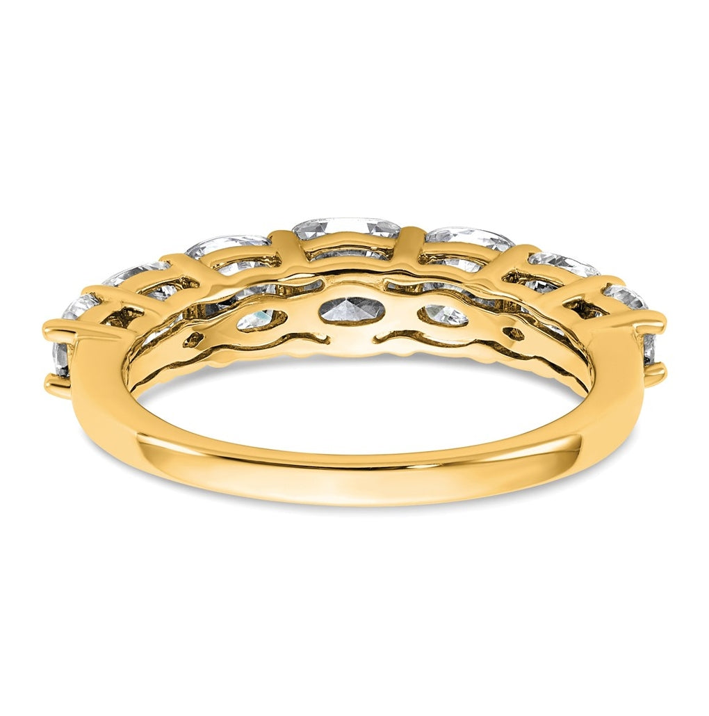 14k Yellow Gold 2 3/8 carat Lab Grown Diamond VS+ F+ Cushion Complete Seven Stone Band
