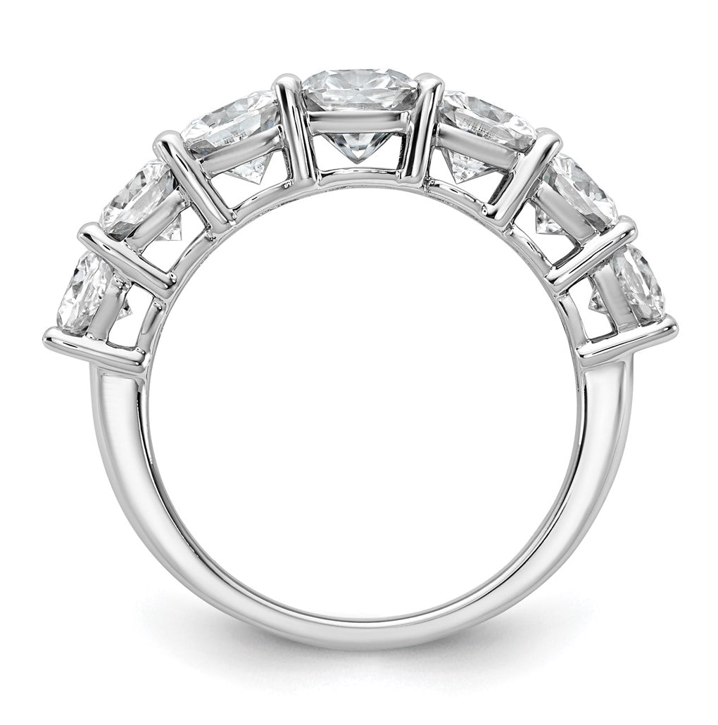 14k White Gold 3 1/3 carat Lab Grown Diamond VS+ F+ Cushion Complete Seven Stone Band