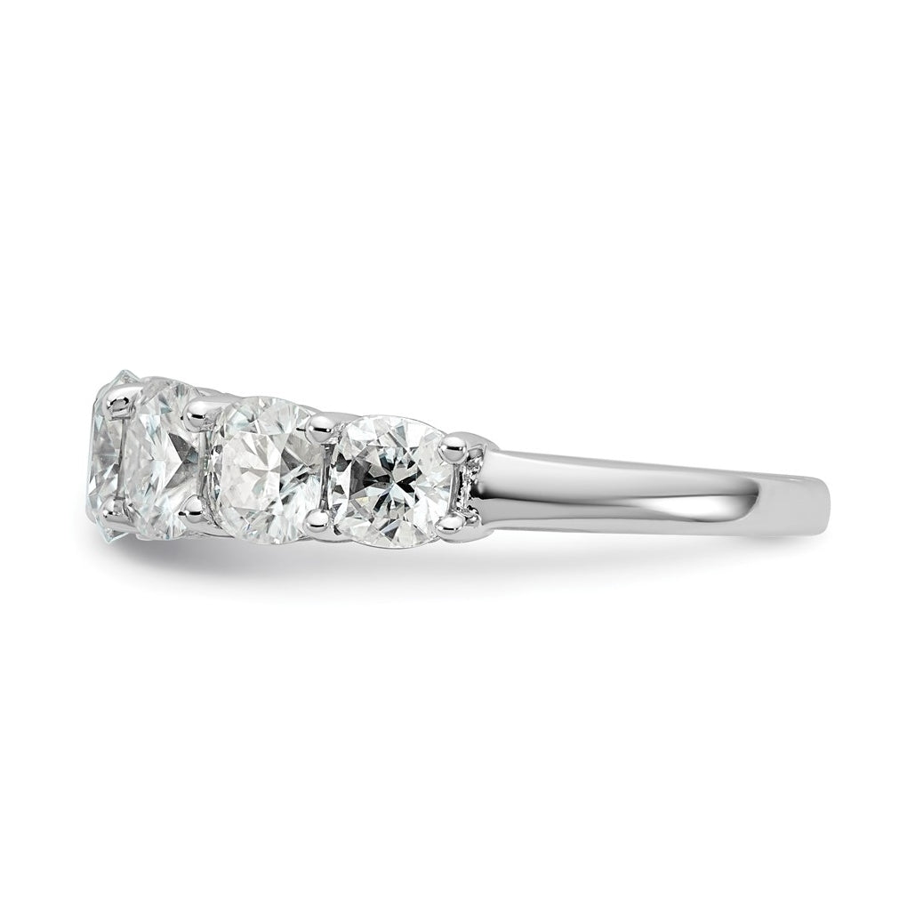 14k White Gold 3 1/3 carat Lab Grown Diamond VS+ F+ Cushion Complete Seven Stone Band